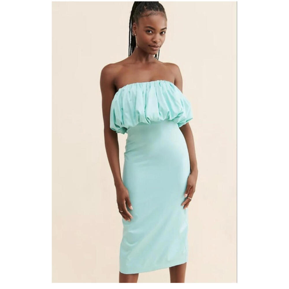 Anthropologie x Let Me Be - Slim Bubble MIDI Dress, blue, size XS